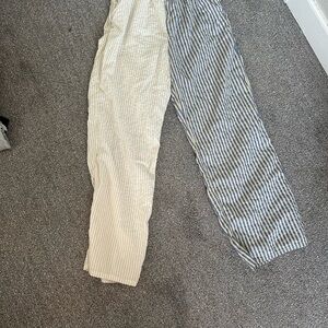 Striped Cream and Blue Pants